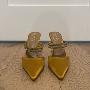 Sam Edelman Gold Mules with Beaded Straps